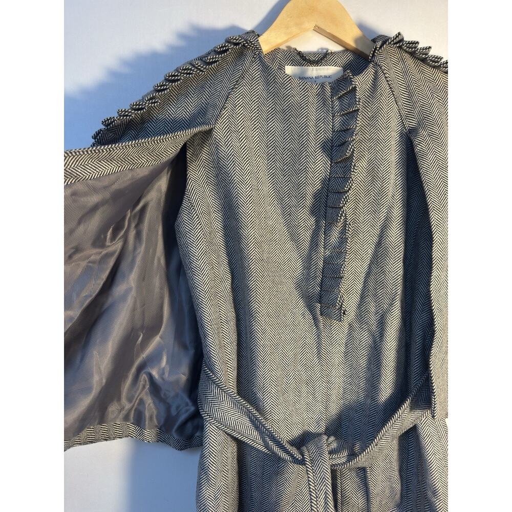 Banana Republic Olivia Palermo Herringbone Cape Jacket XS Petite Belted Wool - Picture 3 of 9